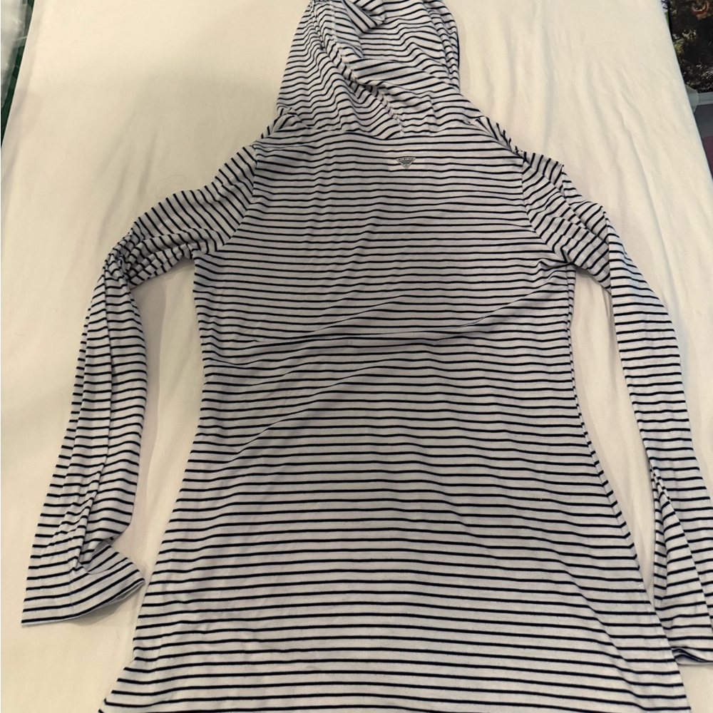 Columbia‎ Navy and White Striped Hoodie Omni-wick medium - Picture 8 of 9